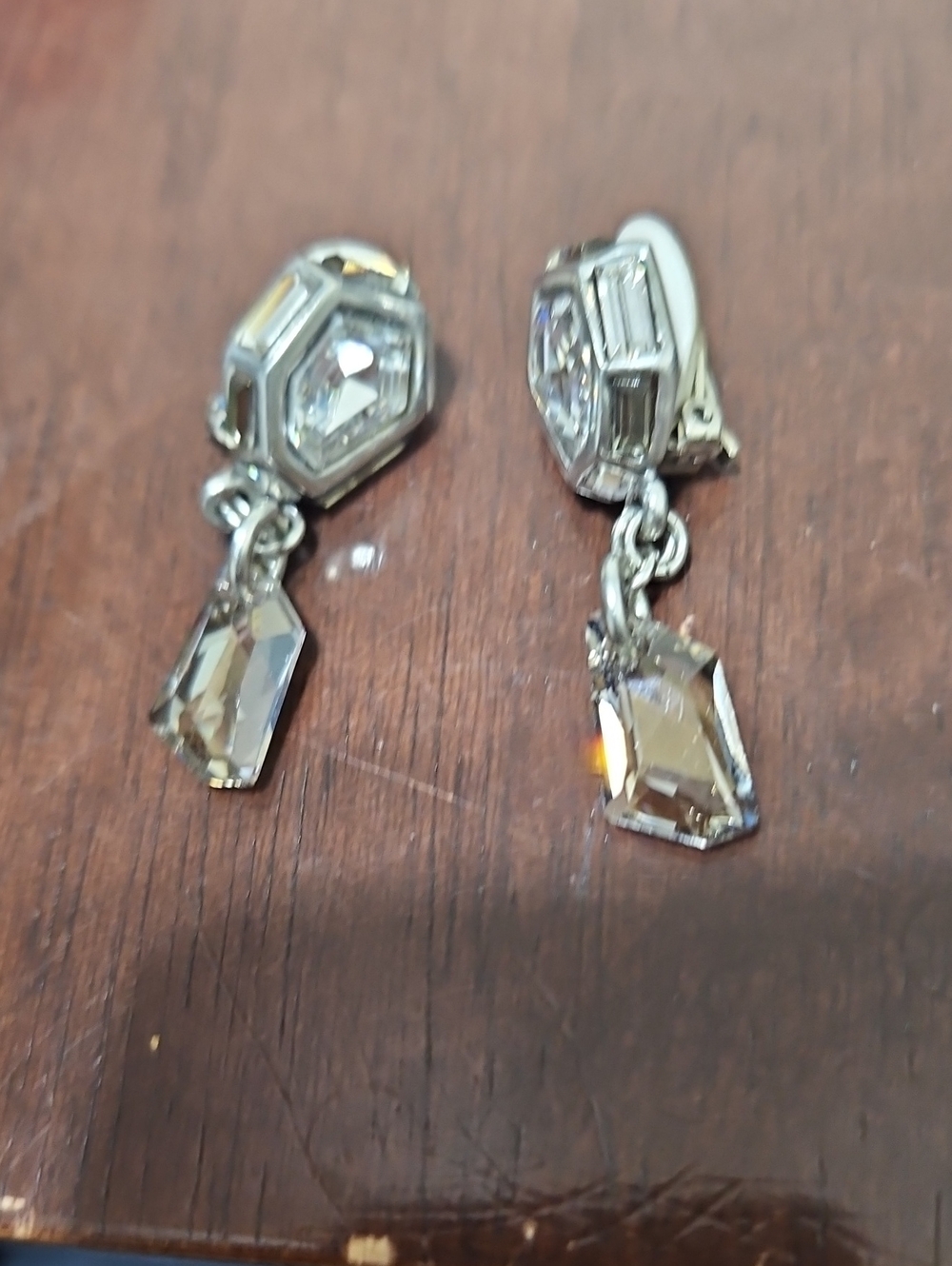 Silver-Tone Dangle Clip-On Earrings